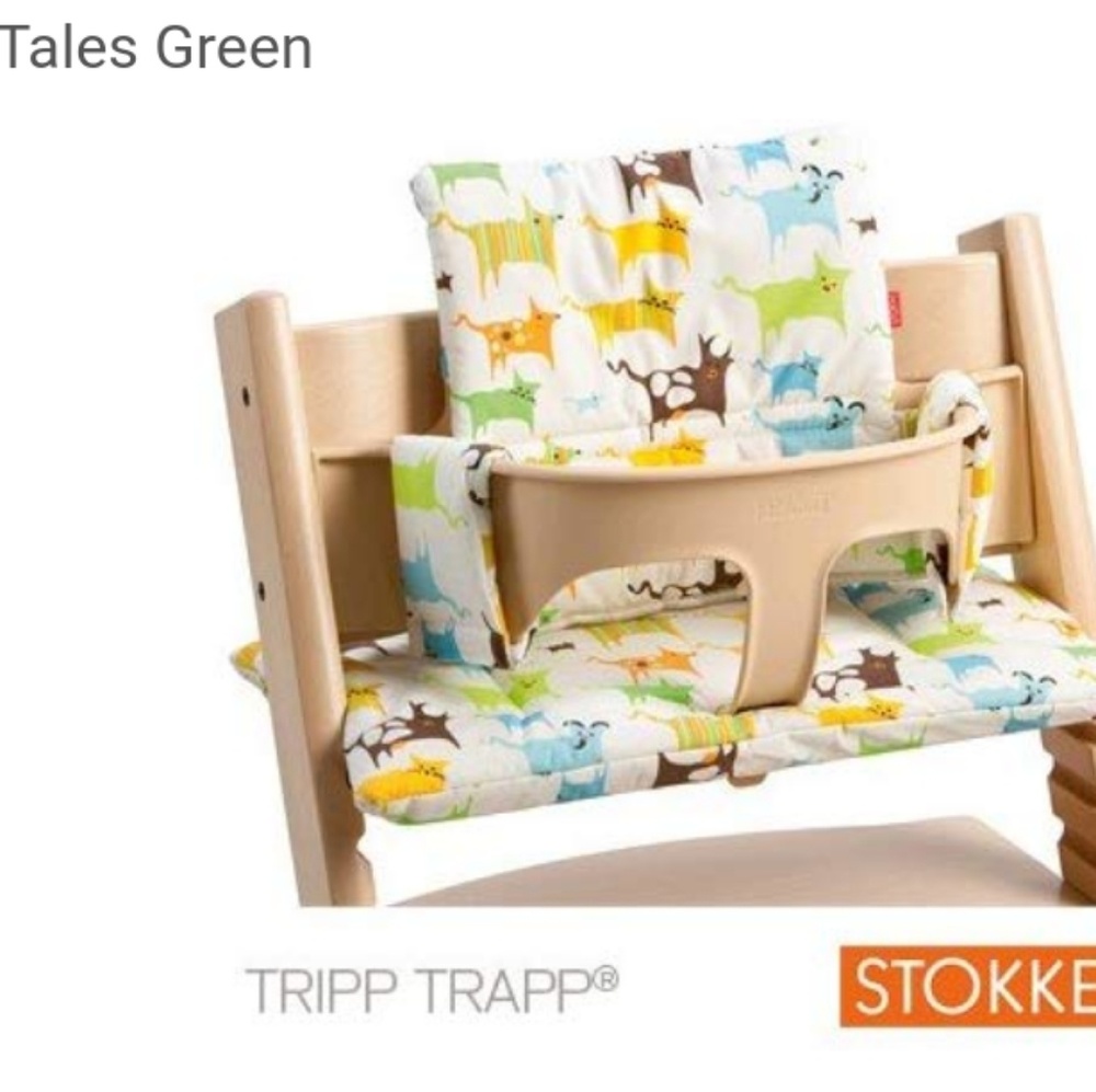 Stokke Chair Pads Tales Green pattern euc